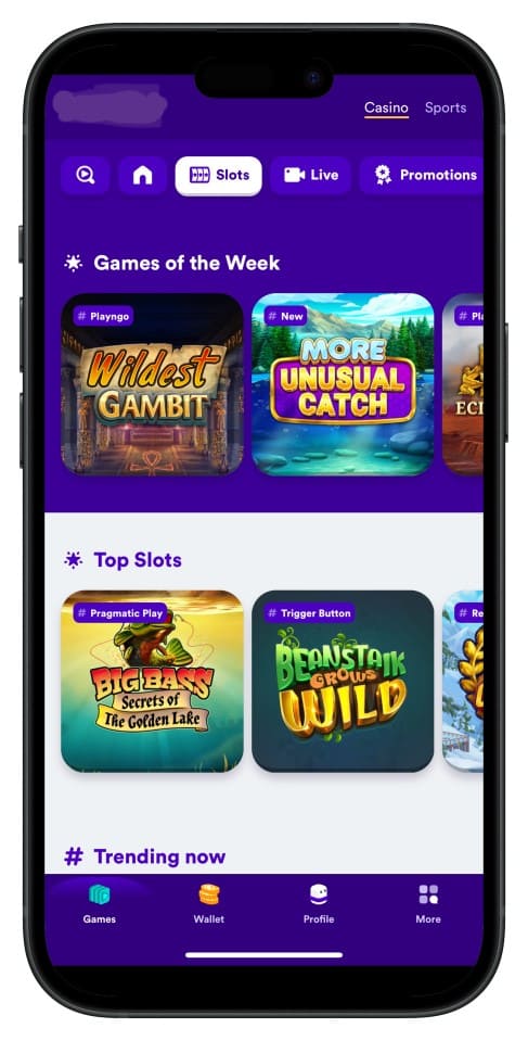 Screenshot showing vip BB44 App interface with intuitive menus and game choices